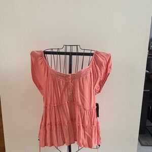 No Boundaries Pink Buttoned Blouse